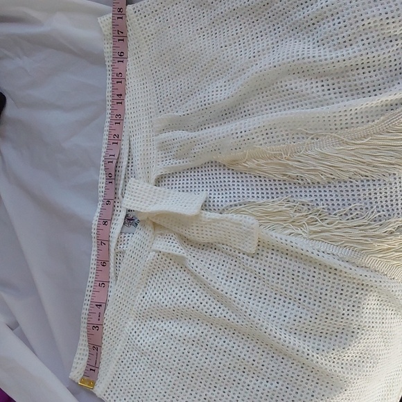 Undercover Beachwear Womens Cream Mesh with Fringe Tie Suit Cover up Sz.XL - Picture 7 of 7
